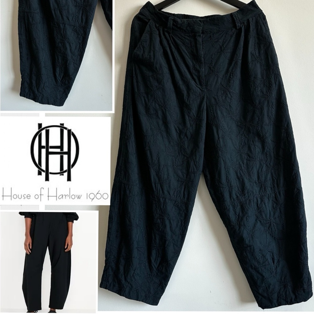 House Of Harlow 1960 Embroidered Floral Barrel Pants